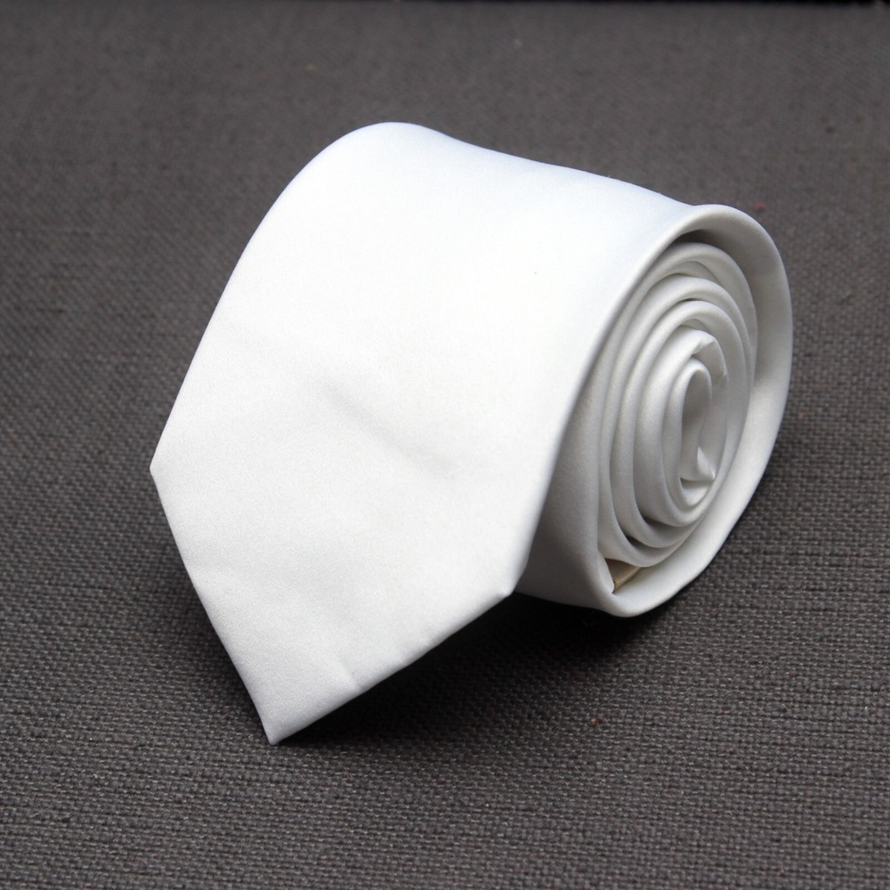 Mens Tie Necktie Solid White Wedding Groom 3"W x 58"L